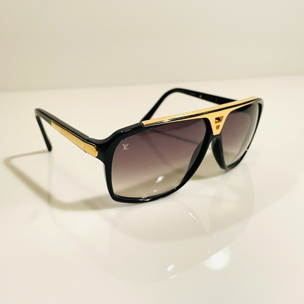 LOUIS VUITTON EVIDENCE SUNGLASSES, BLACK/GOLD HARDWARE  *AUTHENTIC*